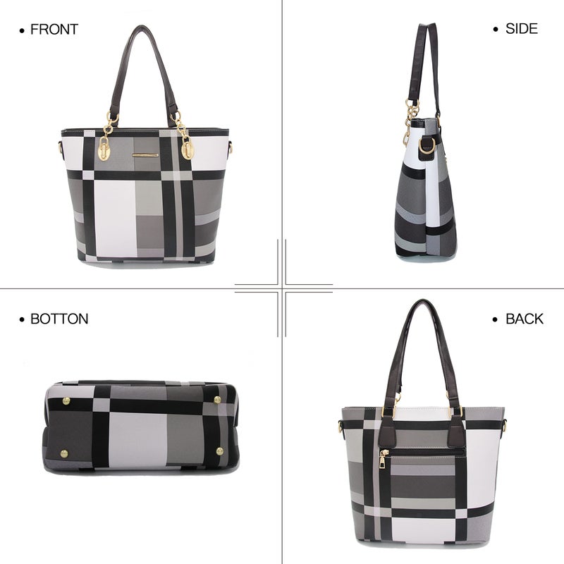 2E-youth Designer Purses And Handbags For Women Satchel Shoulder Bag Tote Bag For Work Clutch Purses (Black, White, Grey) - Image 4
